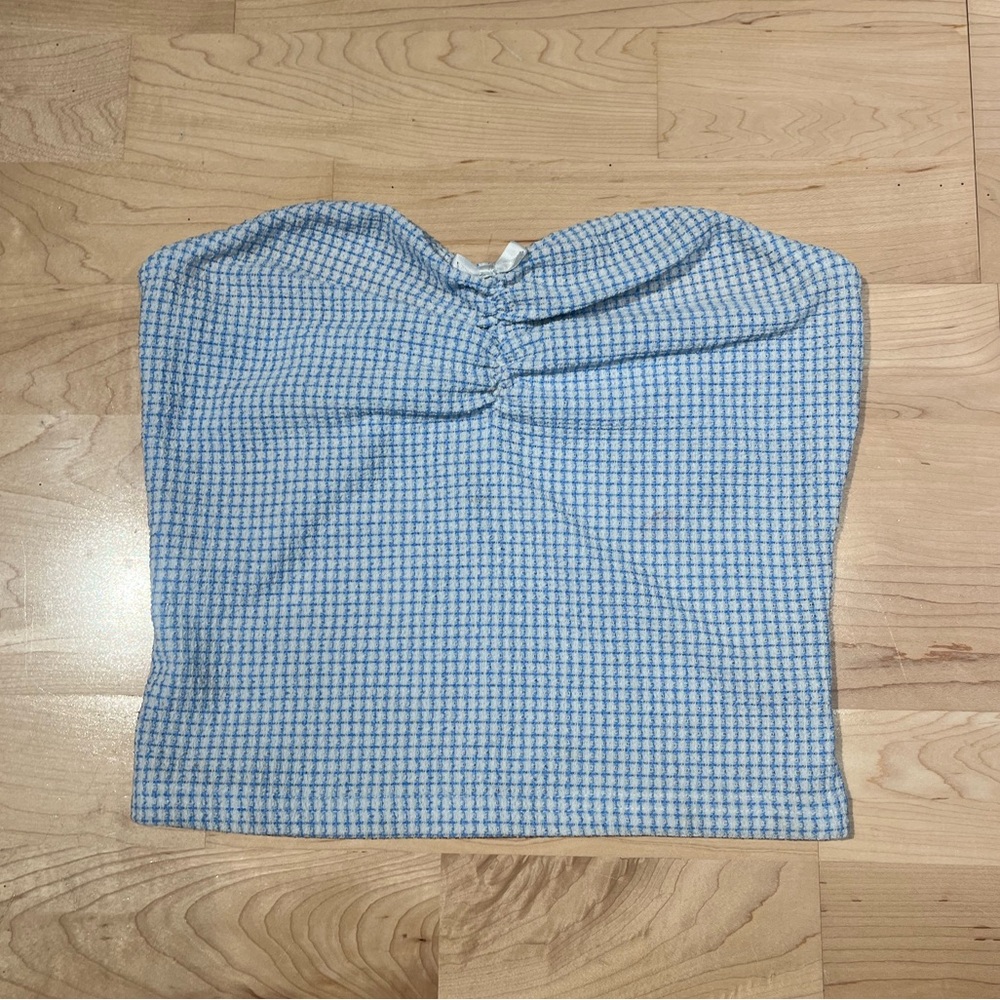 Blue Gingham Tube Top
